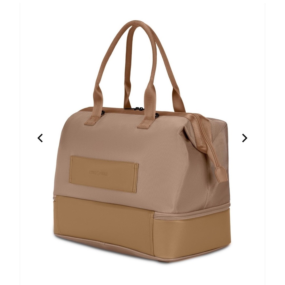 SwissGear Weekender Travel Tote Bag with Shoe Compartment Tan - Carmel NEW - Picture 2 of 15
